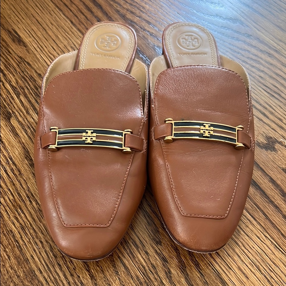 Tory Burch Brown Leather Mules